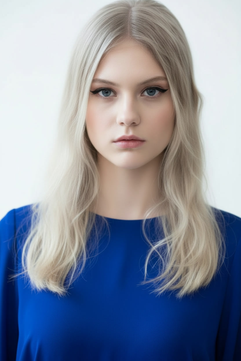 Natasha blue top studio portrait