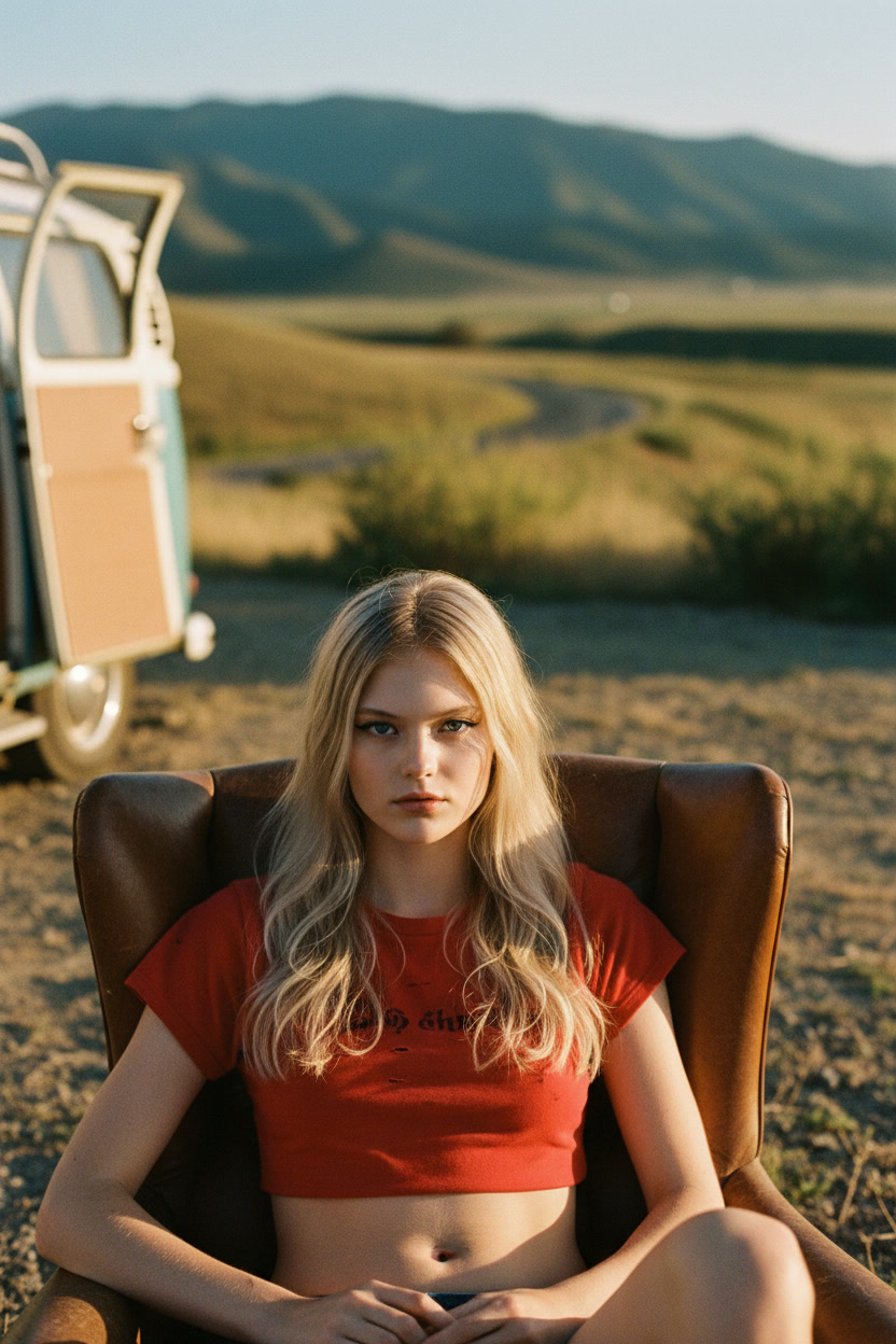 Natasha road trip VW van leather chair