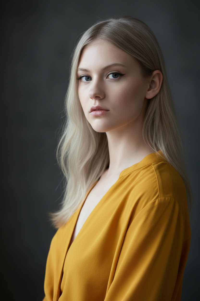 Natasha yellow wrap dress diamond necklace black background